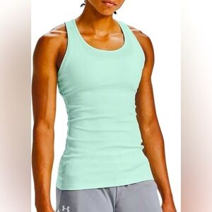 Under Armour Sz L~Fast Dry~Mint Ribbed Tank Top ~Stretch Material ~Sports Gym~